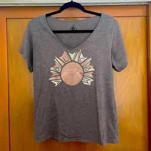 Volcom Gray V-Neck Tee (M)